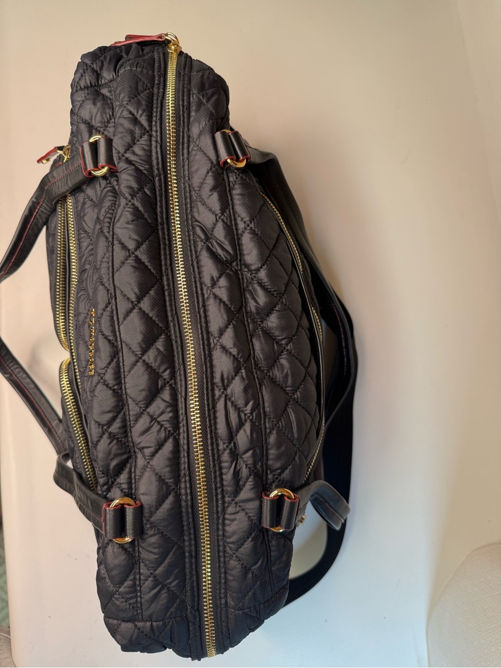 MZ Wallace Crosby Travel Duffel in Black with Gold Hardware - Picture 10 of 13